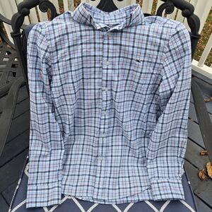 Vineyard Vines Men's XS Classic Fit Whale Shirt Light Blue Plaid Button Down